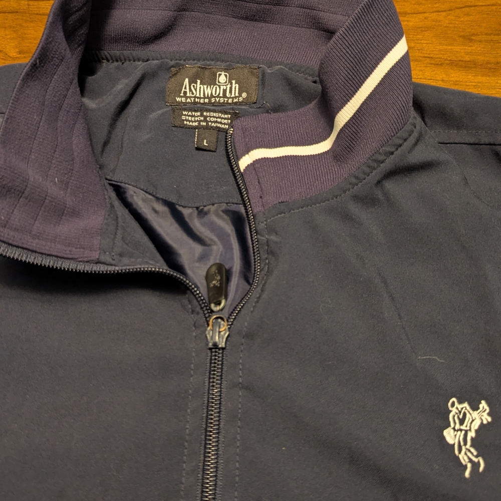 Ashworth Dark Blue Jacket with White Logo